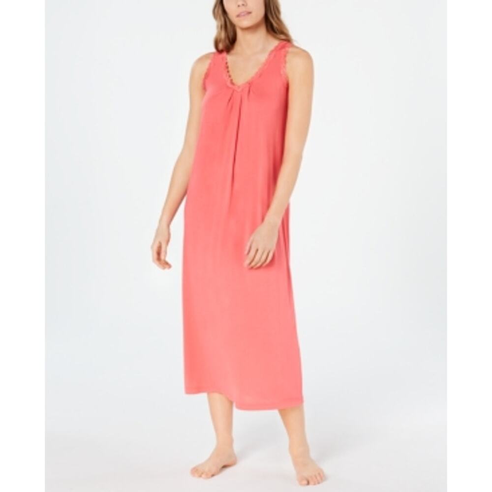 Charter Club Lace Trim Knit Nightgown- Rouge Red